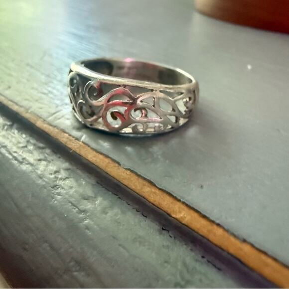 NF 925 Sterling Silver Scroll Ring Size 8.5 - Picture 4 of 13